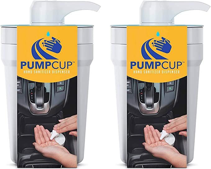 PumpCup Portable Hand Sanitizer Dispenser for Car Cup Holders (2 Pack, White) | Amazon (US)