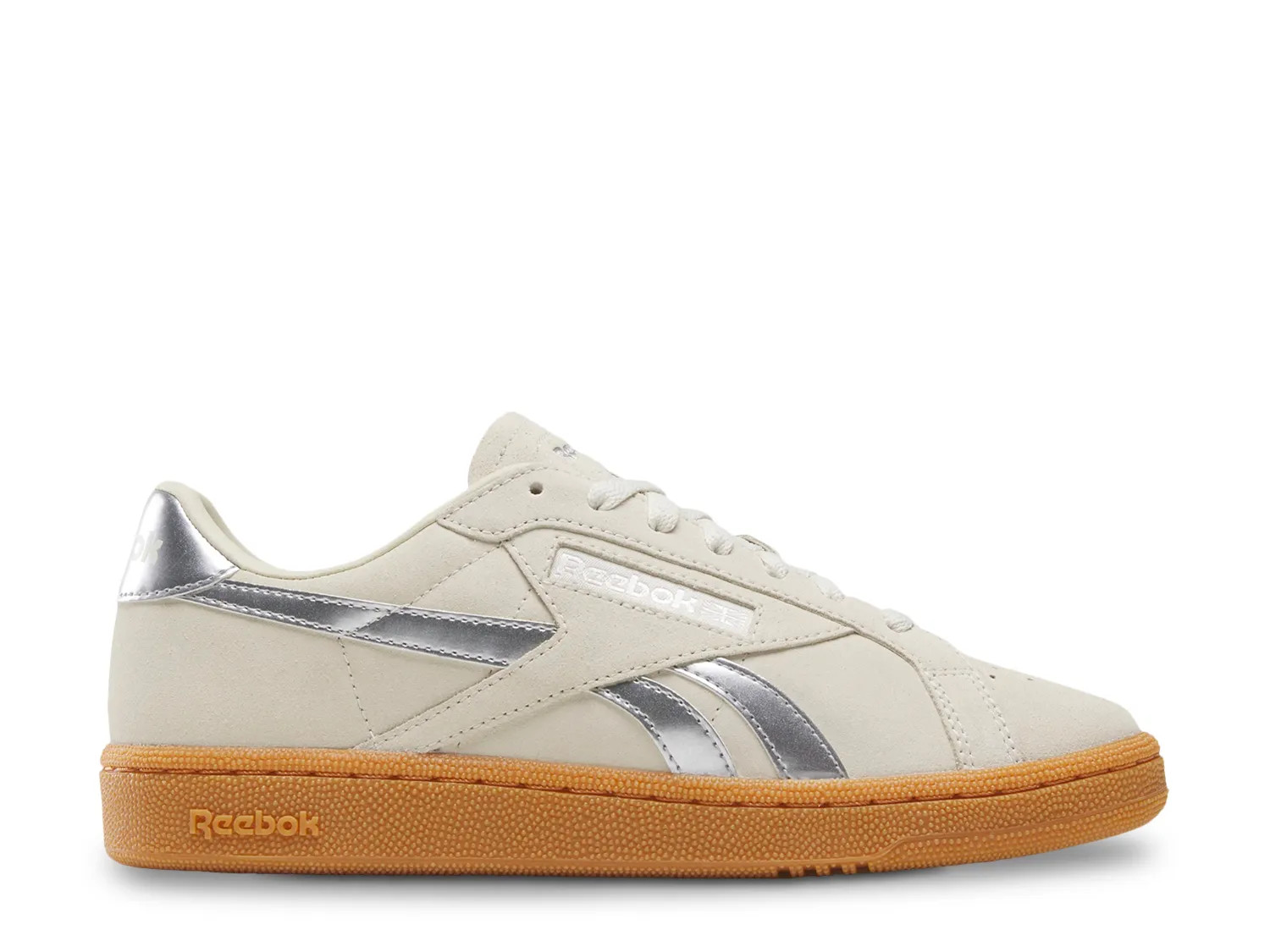 Reebok Club C Grounds UK Sneaker | Women's | Beige/Silver Metallic | Size 7.5 | Sneakers | DSW
