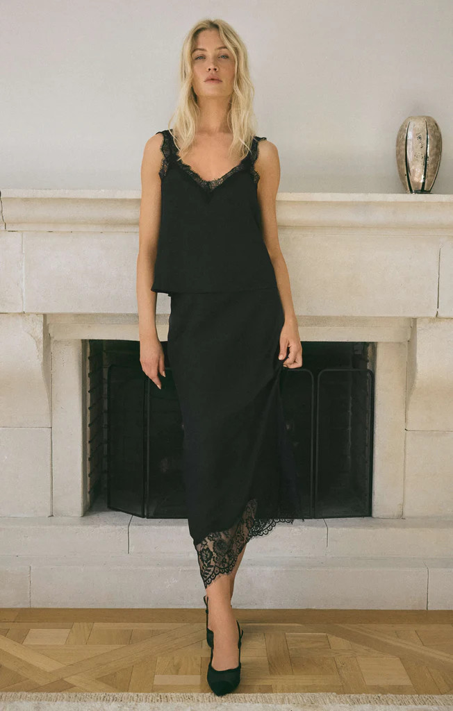 Cinder Lace Satin Midi Skirt | Z Supply