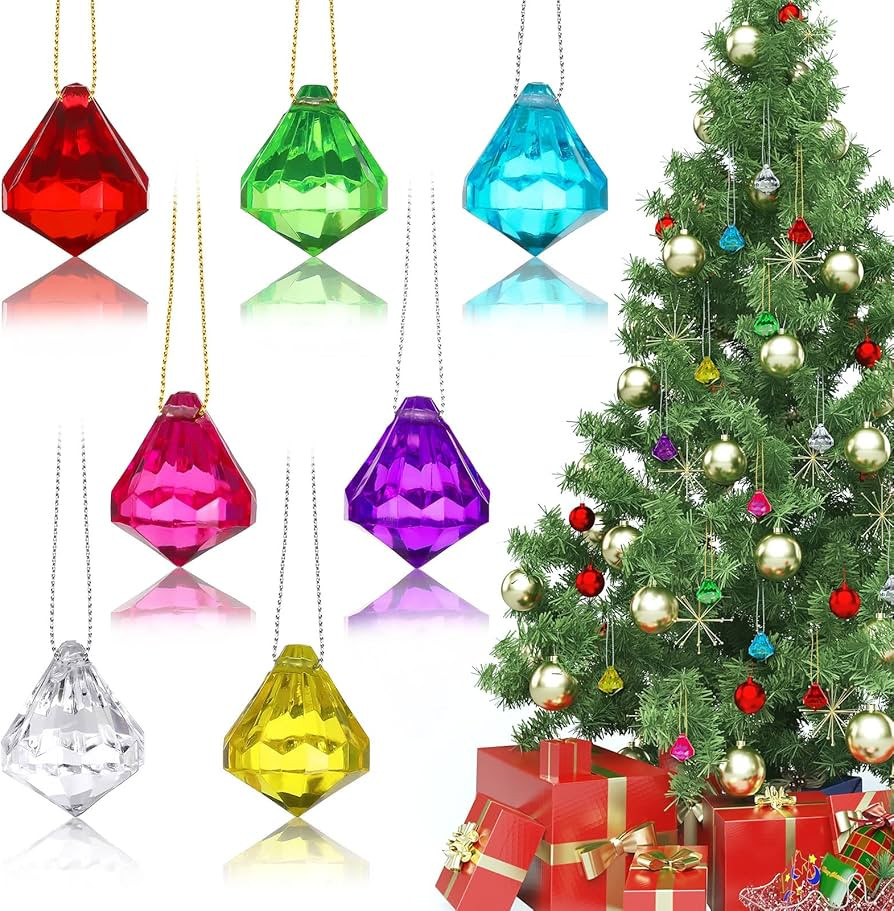 60 Pieces Acrylic Crystal Ball Christmas Tree Ornaments Acrylic Diamond Christmas Tree Ornaments ... | Amazon (US)