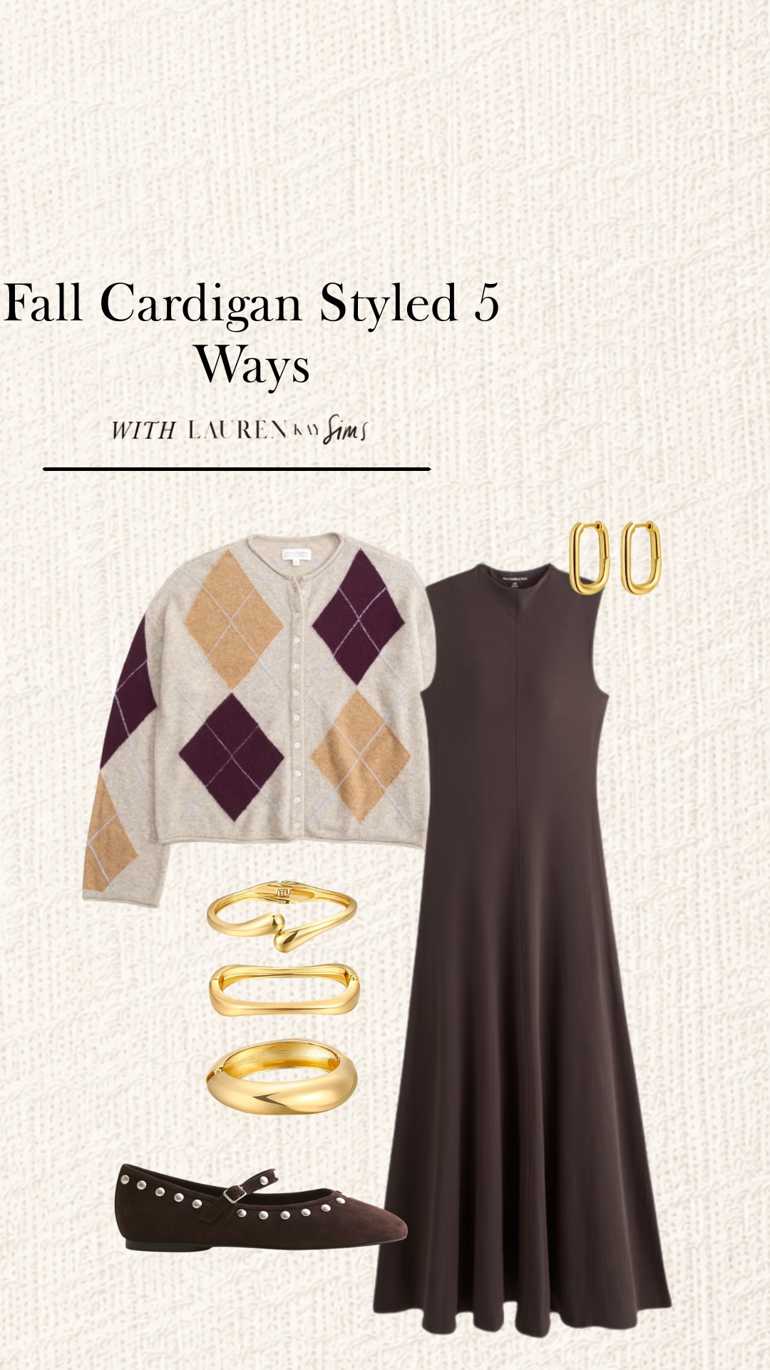 A simple way to make a brown dress feel perfect for fall: layer on the argyle cardigan, add gold jewelry, and finish with studded flats. Feminine, comfortable, and easy to wear all season long.

#LTKootd #LTKSeasonal #LTKWorkwear