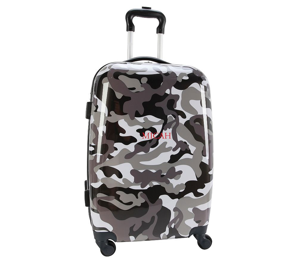 Mackenzie Gray Classic Camo Hard-Sided Spinner Luggage | Pottery Barn Kids