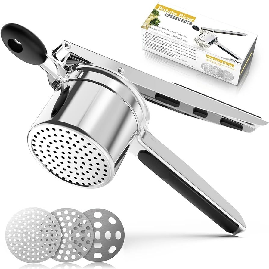 Potato Ricer,Ricer For Mashed Potatoes,Heavy Duty Potato Masher With 3 Interchangeable Discs,Pota... | Amazon (US)