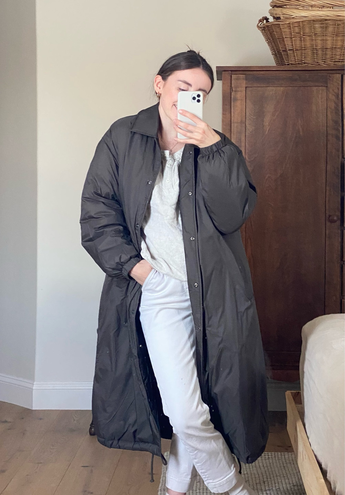 This jacket is everything I’ve been hunting for for years!!! Not too thick, roomy enough to wear layers, but warm enough to stand up to Saskatchewan winters! I’m wearing size xs 🥰