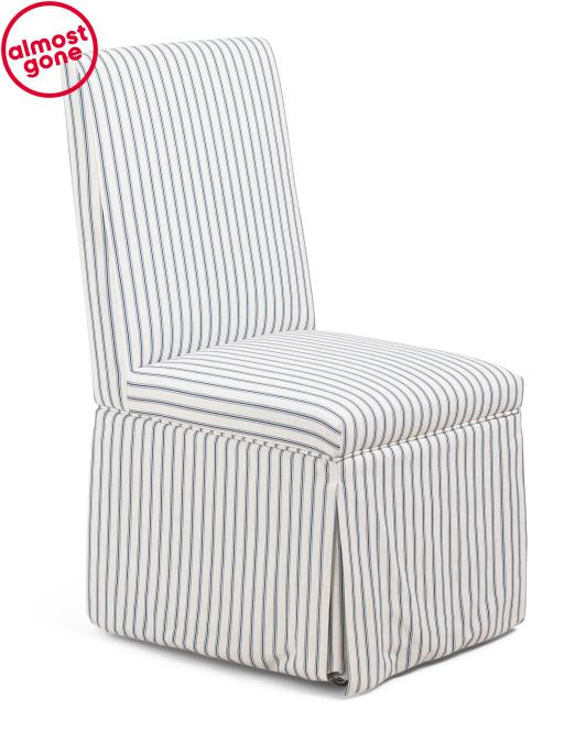 Striped Slipcover Rolling Caster Wheel Dining Chair | TJ Maxx