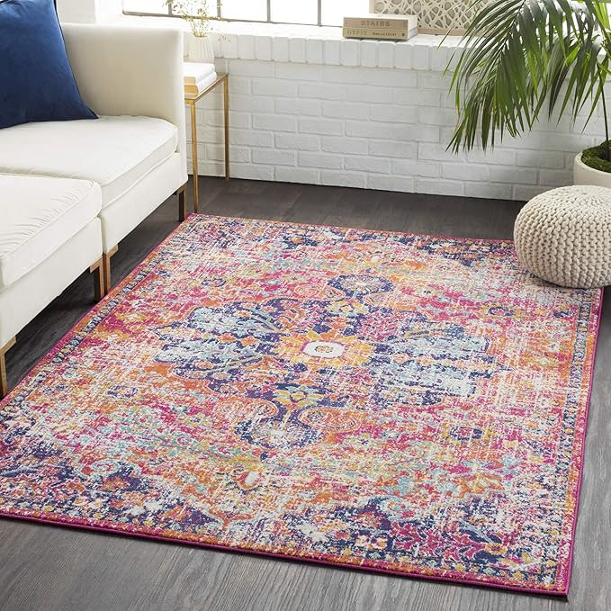 Livabliss Odelia Vintage Bohemian Area Rug,3'11" x 5'7",Pink/Orange | Amazon (US)