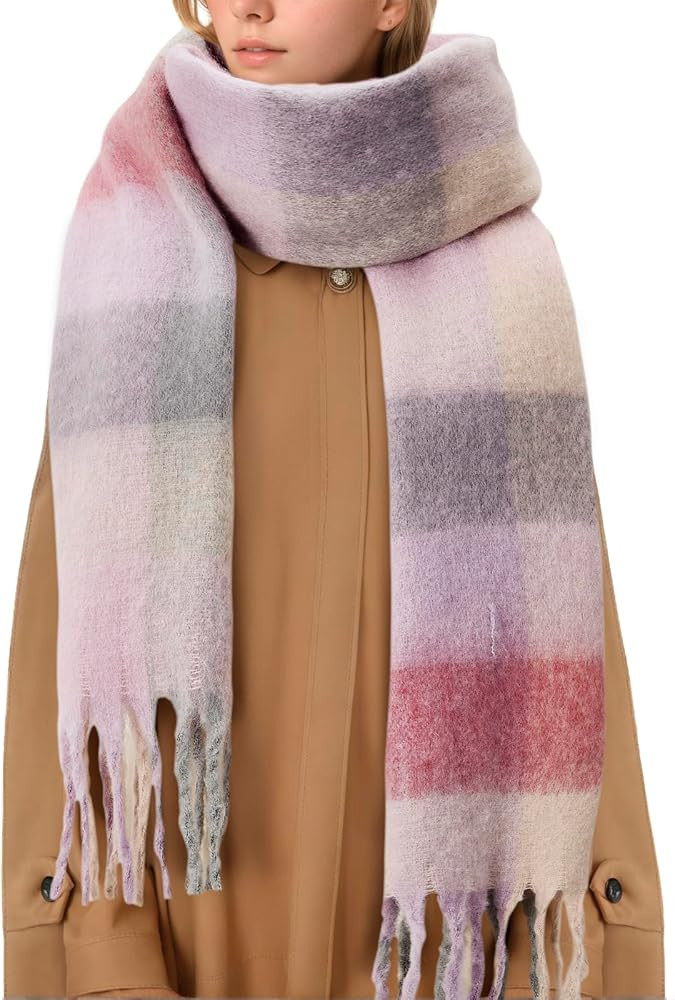 American Trends Womens Chunky Blanket Scarf Thick Winter Scarf Oversized Long Big Plaid Scarf Lar... | Amazon (US)