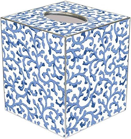Blue Waverly Scroll Paper Mache Tissue Box Cover | Amazon (US)