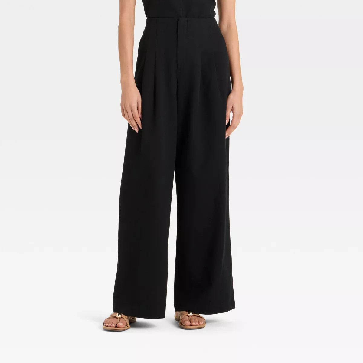 Women's High-Rise Relaxed Fit Wide Leg Pleated Linen Trousers - Future Collective | Target