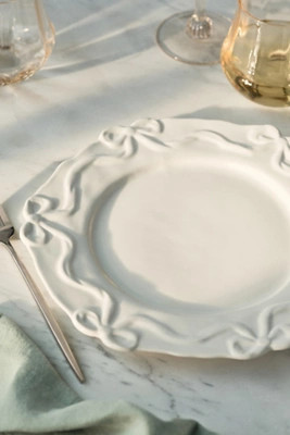 Benedita Bow Stoneware Dinner Plates, Set of 4 | Anthropologie (US)