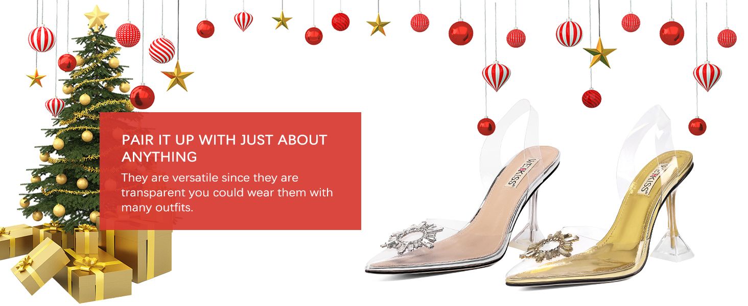 Amazon.com: wetkiss Women's Clear Heels Shoes, Transparent PVC Crystal Rhinestones Slingback Wedd... | Amazon (US)