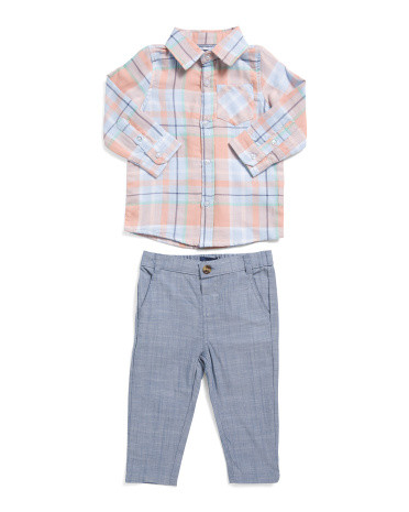 Infant Boys 2pc Plaid Button Down Top And Pants Set | Baby Boys (0-24m) | Marshalls | Marshalls