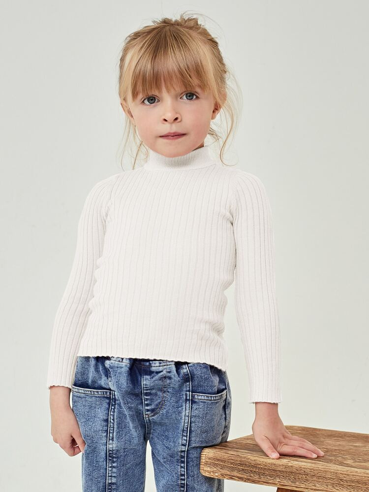 SHEIN Toddler Girls Stand Collar Sweater | SHEIN