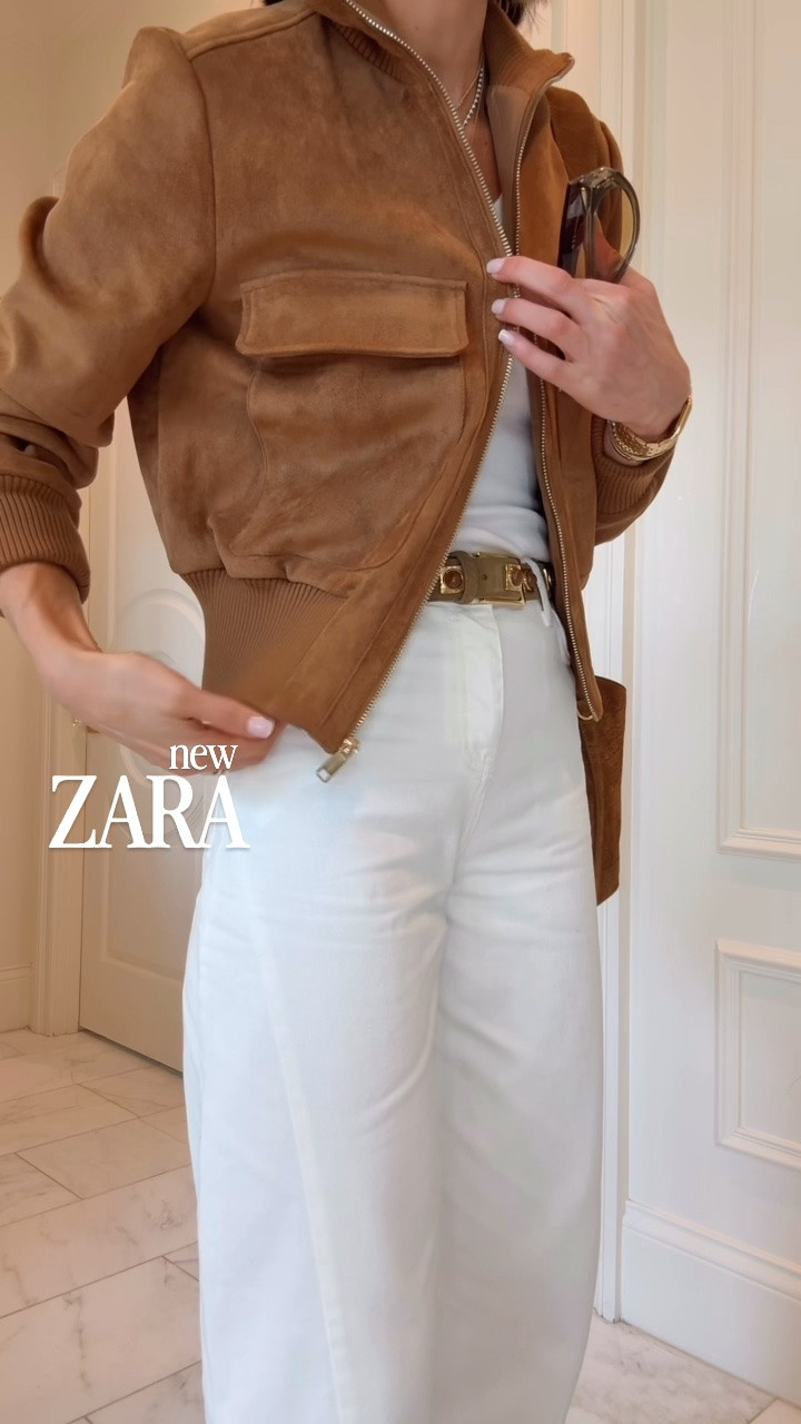 This bomber jacket from Zara is a best seller this week! I'm wearing size small