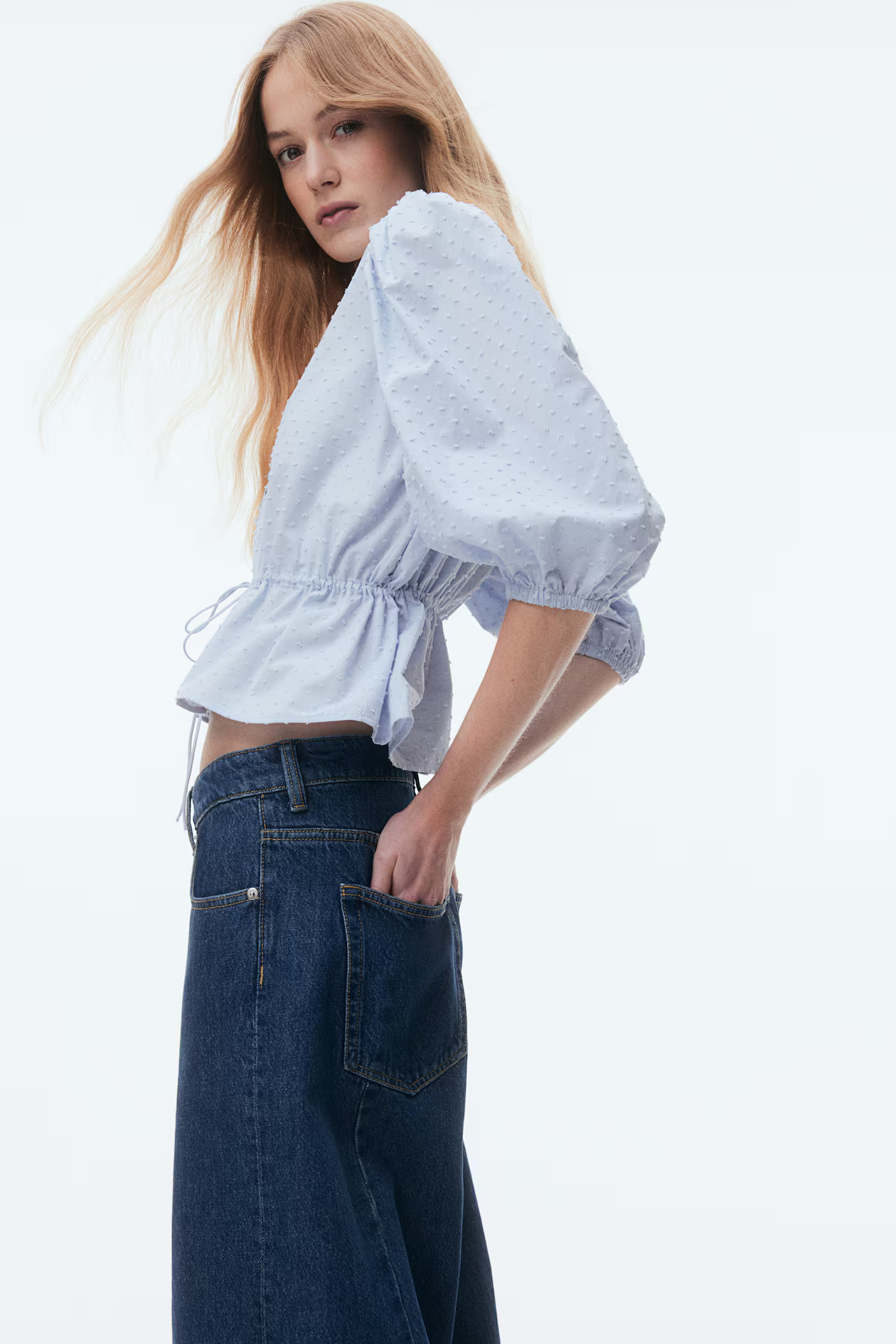 Puff-Sleeved Cotton Blouse | H&M (US + CA)