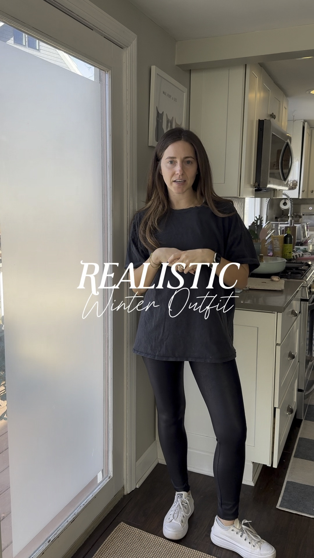 Realistic winter outfit idea for today!! 

Size small in tee - has an oversized fit! 
Size small in leggings
True size in sneakers
Size small in cardigan 

#LTKFindsUnder100 #LTKWatchNow #LTKFindsUnder50