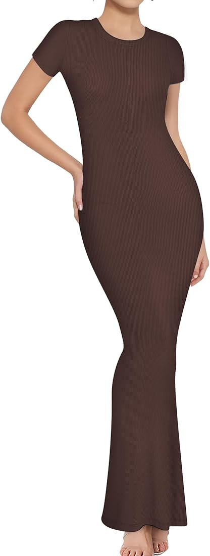 Buauty Women Bodycon Dresses Ribbed Maxi Dresses Basic Summer Casual Long Dress Black Wedding Gue... | Amazon (US)
