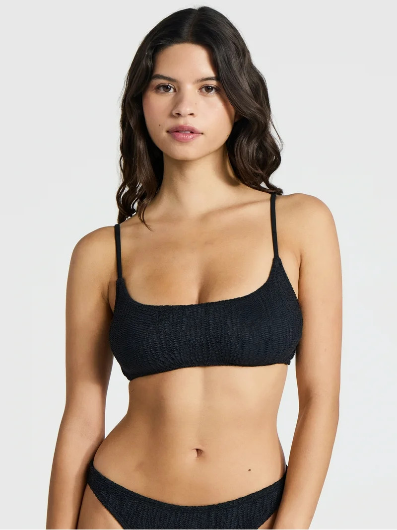 No Boundaries Crinkle Bralette Bikini Top, Women\u2019s | Walmart (US)