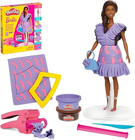Play-Doh Barbie Fashionista Ruffles Set, Make Doll Clothes with Modeling Compound & 10 Fashion Ac... | Amazon (US)