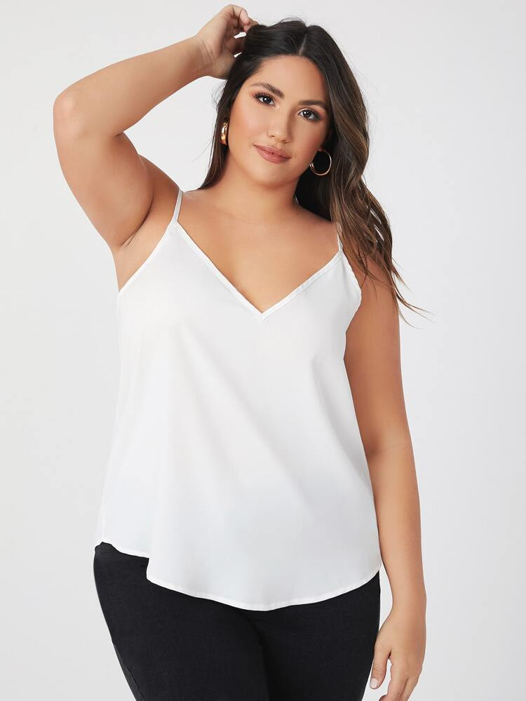 SHEIN Unity Plus V-Neck Solid Cami Top | SHEIN