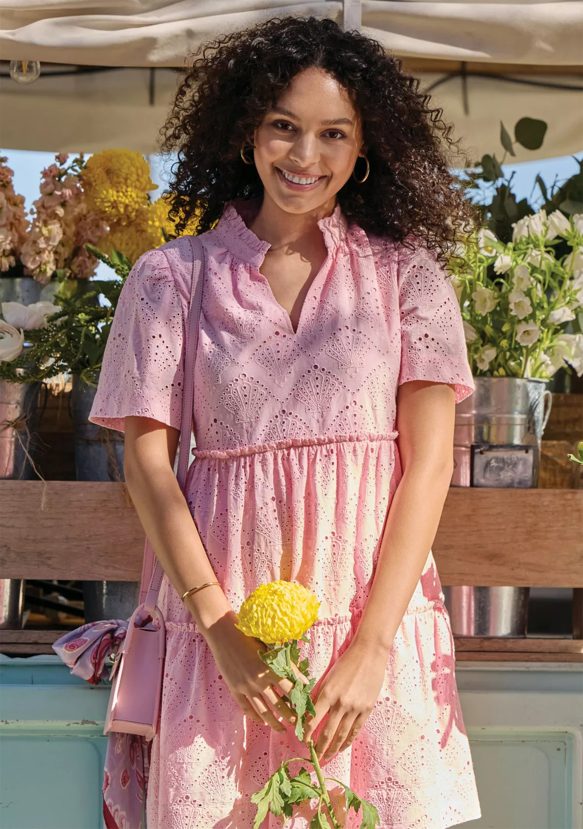 Crown & Ivy™Sewing Down South x Crown & Ivy™ Mere Short Sleeve Printed Eyelet Dress | Belk