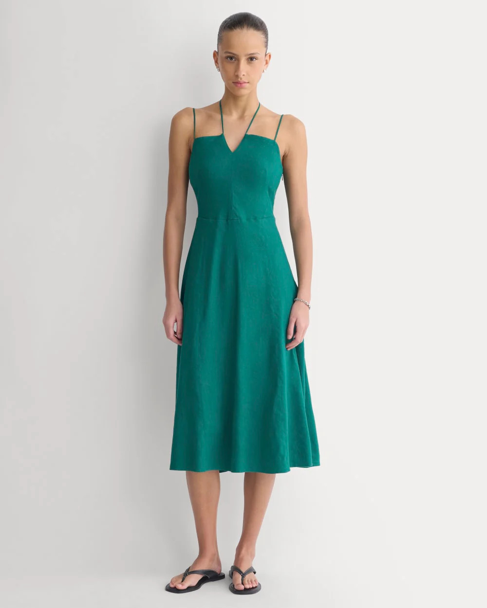 Tie-Neck Dress in Stretch Linen | Estate Blue | Everlane