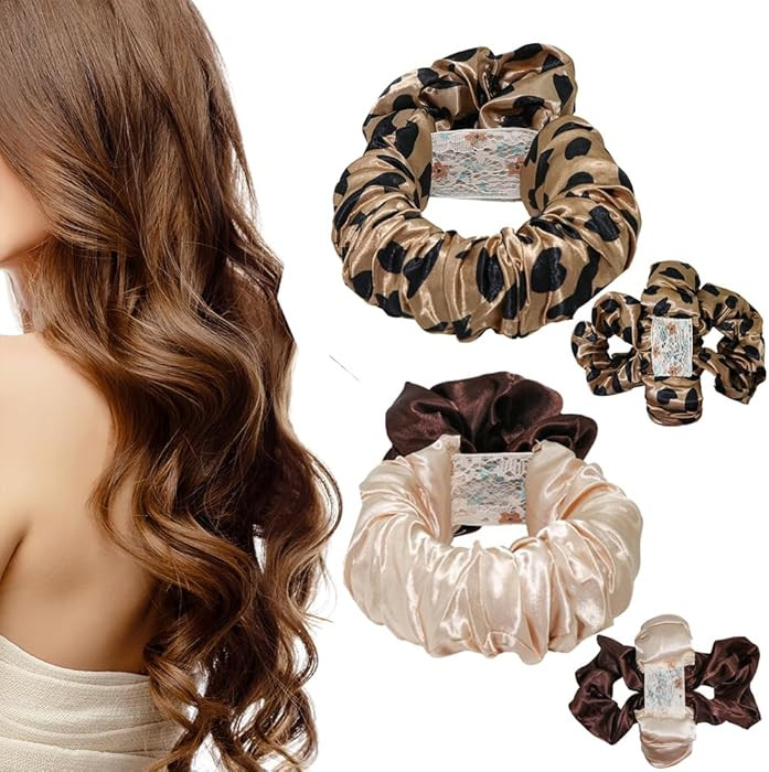 2Pack Heatless Hair Curler Overnight to Sleep In,Heatless Curling Scrunchie for Women Soft Silk L... | Amazon (US)