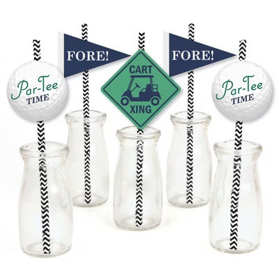 Big Dot of Happiness Par-Tee Time - Golf - Paper Straw Decor - Baby Shower or Birthday Party Striped Decorative Straws - Set of 24 | Target