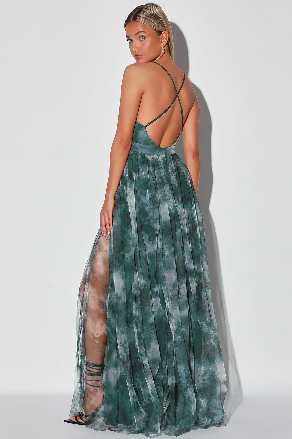Elegant Moment Emerald Green Tie-Dye Backless Maxi Dress | Lulus (US)