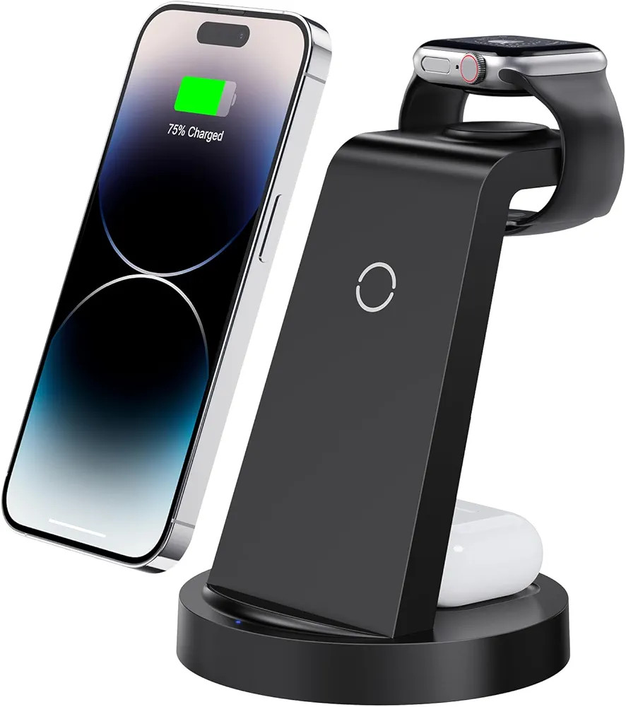 3 in 1 Charging Station for iPhone, Wireless Charger for iPhone 17 16e 16 15 14 13 12 11 X Pro Ma... | Amazon (US)