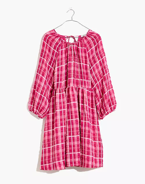 Plaid Shirred Babydoll Mini Dress | Madewell