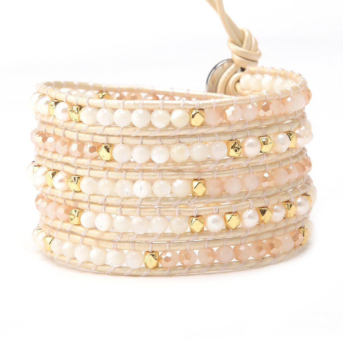 Gold Droplet Pearl Wrap on Natural | Victoria Emerson