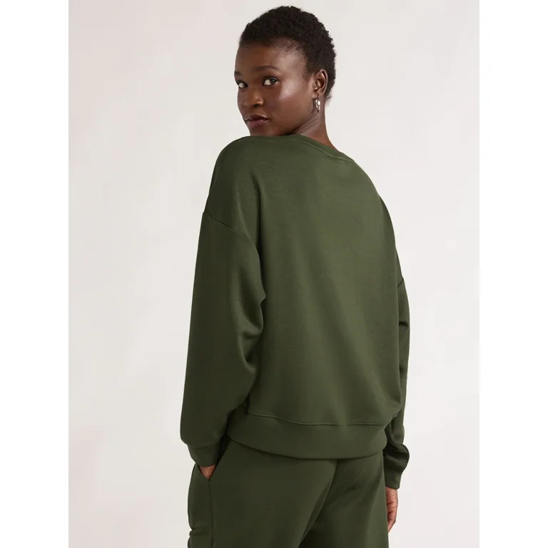 Scoop Women's and Women's Plus Ultimate ScubaKnit Cropped Sweatshirt with Drop Sleeves, Size XS-4... | Walmart (US)