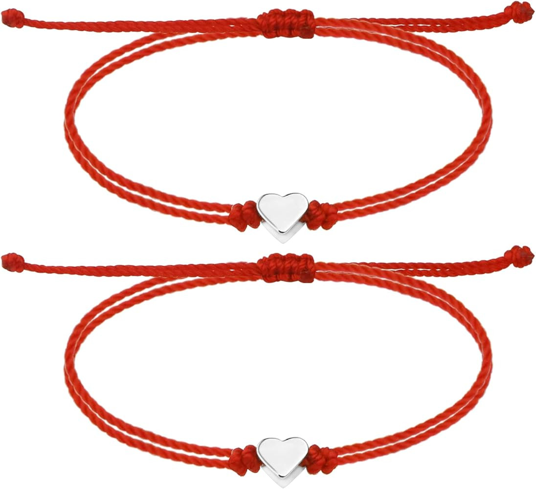 SmileBelle Red Bracelet for Women, Mother Daughter Bracelet with Heart as Friend Protection Jewel... | Amazon (US)