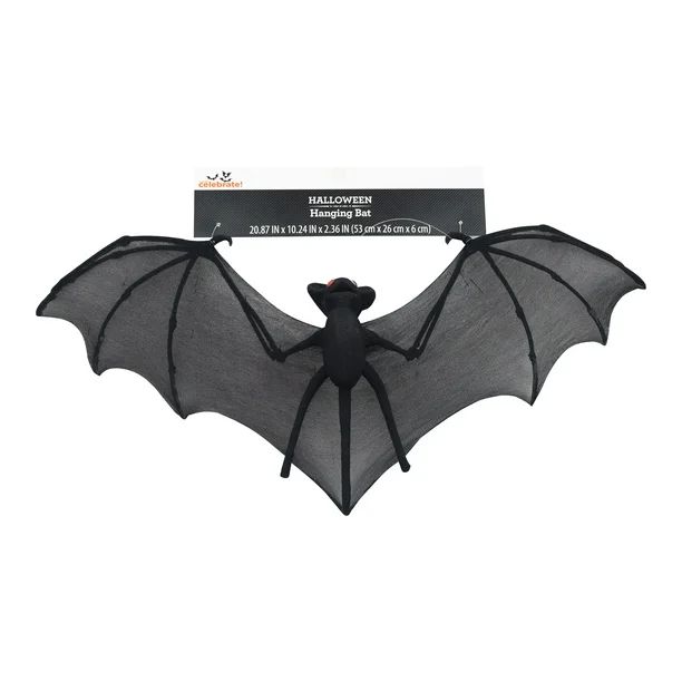 Way To Celebrate Halloween Decoration 20 inch Hanging Black Nylon Bat - Walmart.com | Walmart (US)