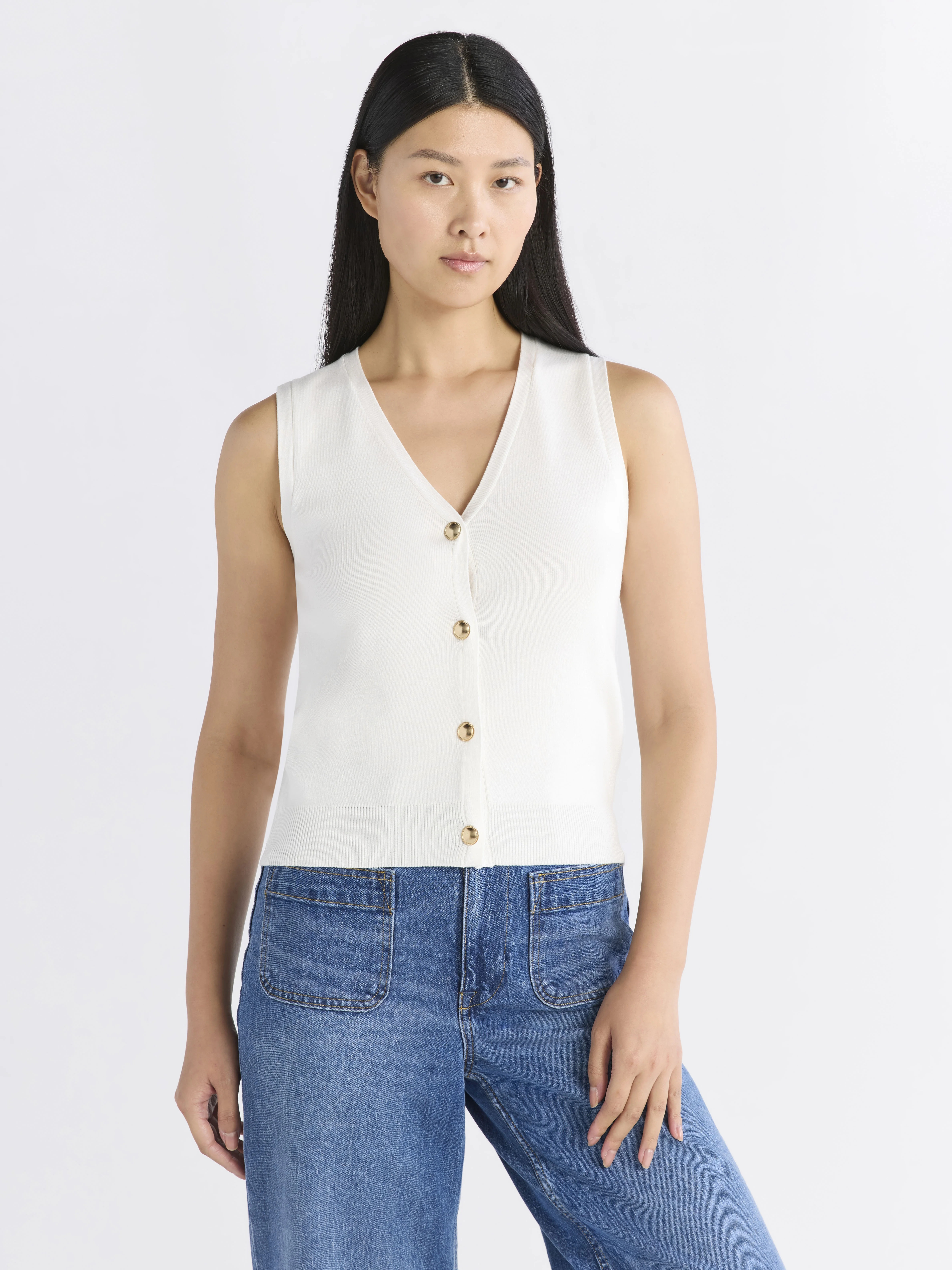 Free Assembly Women's Button Front Sweater Vest, Sizes XS-XXL | Walmart (US)