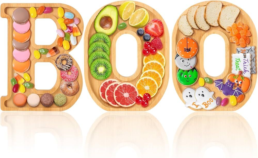 Halloween Boo Charcuterie Letters Bamboo Wood Charcuterie Board Halloween Letter Serving Tray Che... | Amazon (US)