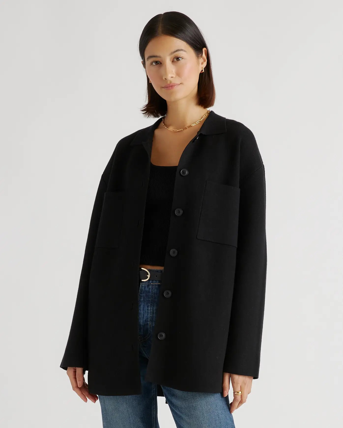 Eco-Knit Milano Stitch Oversized Shirt Jacket | Quince