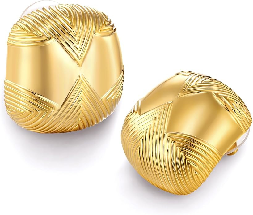 SNGIA18K Gold Plated Dangle Textured Ribbed Irregular Large Leaf Statement Earrings for Women by ... | Amazon (US)