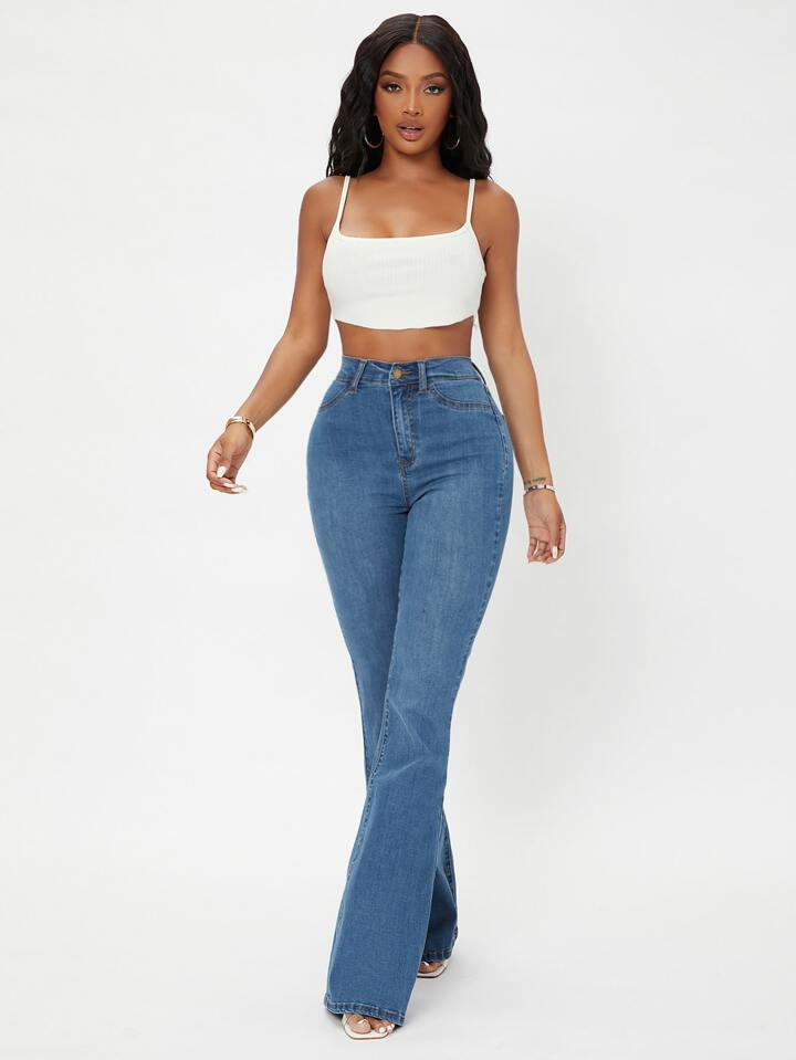 SHEIN SXY High Waist Flare Leg Jeans | SHEIN