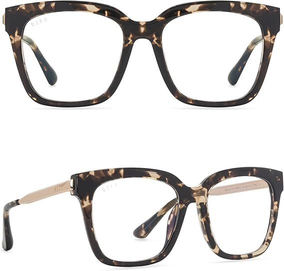DIFF Bella Designer Square Oversized Computer Blue Light Blocking Glasses for Women | Amazon (US)