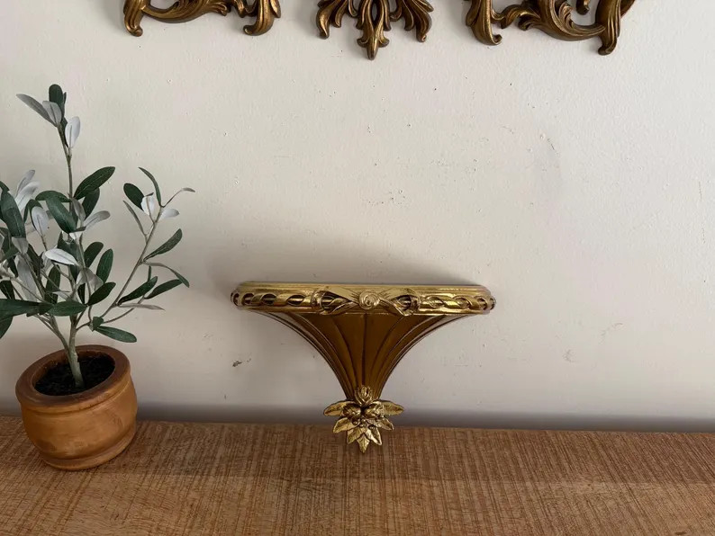 Vintage Gold Bow Roses Burwood Wall Shelf | Etsy (US)