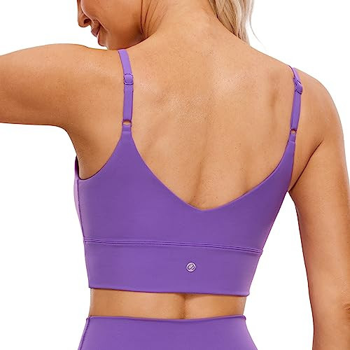 CRZ YOGA Adjustable Longline Sports Bra for Women - V Back Wireless Workout Padded Yoga Bra Cropped Tank Tops Royal Lilac X-Large | Amazon (US)