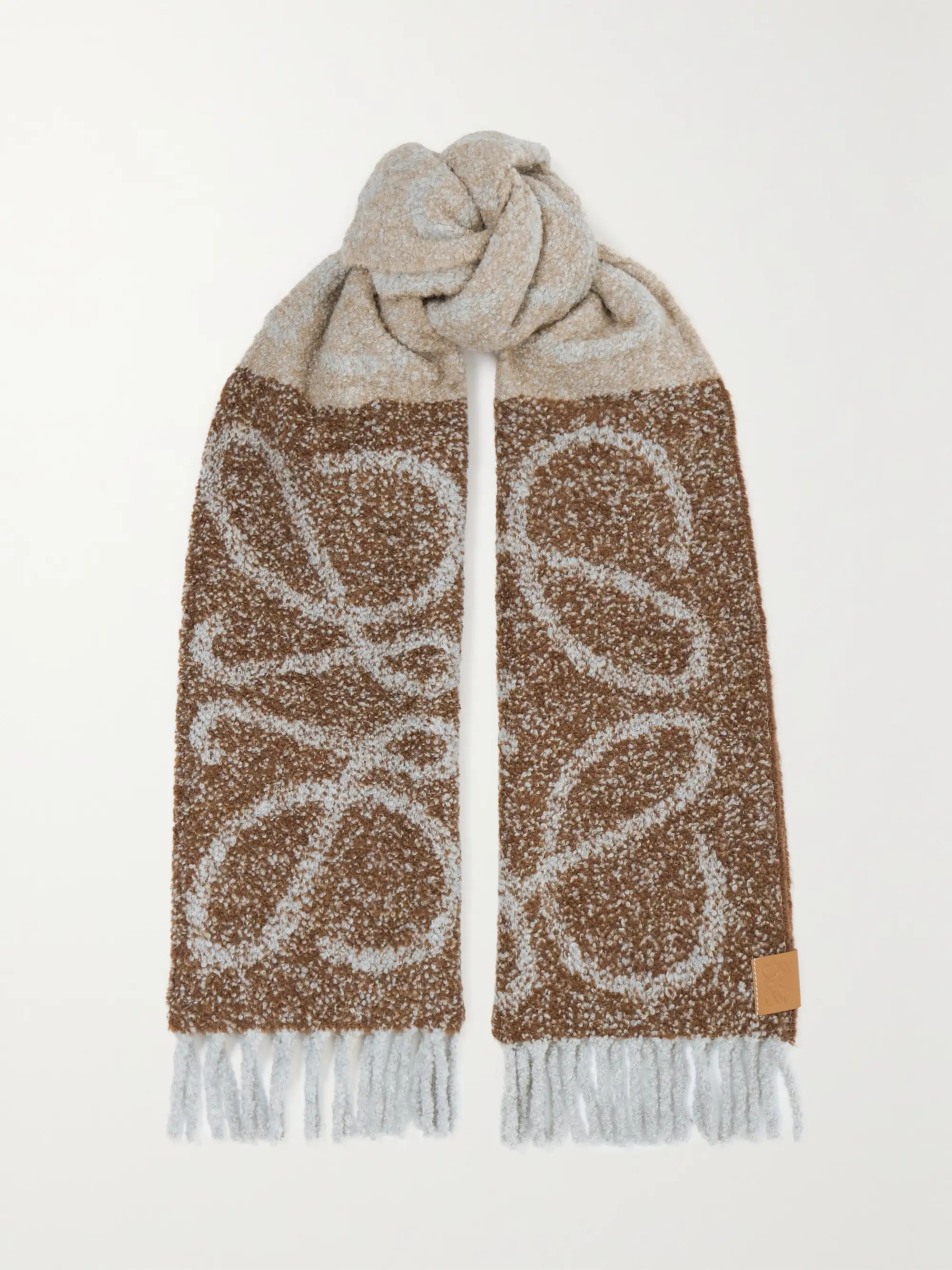 Fringed printed alpaca-blend bouclé scarf | NET-A-PORTER (UK & EU)