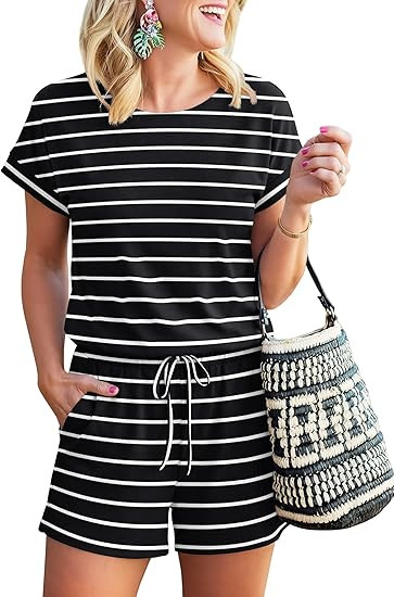 ANRABESS Rompers for Women Summer 2026 Casual Dressy One Piece Tshirt Short Pants Jumpsuit Beach ... | Amazon (US)