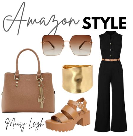 Amazon look! Belted jumpsuit, paired with sunglasses, gold cuff bracelet, handbag, and chunky sandals. 

 bag, hand bag, tote, tote bag, oversized, shoulder bag, backpack, belted bag, belt bag, sunglasses, bracelet, gold cuff,  jumpsuit, workwear, work, outfit, workwear outfit, workwear style, workwear fashion, workwear inspo, work outfit, work style, sandals, spring sandals, summer sandals, spring shoes, summer shoes, flip flops, slides, summer slides, spring slides, slide sandals, 

#LTKstyletip #LTKshoecrush #LTKFind