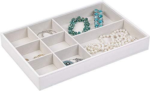 Richard Homewares Jewelry Storage Organizer Tray, 8-Compartment Without Ring Holder, Pebbled Whit... | Amazon (US)