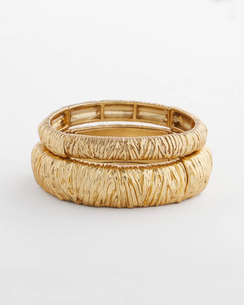 Crinkle Gold-Tone Stretch Bangle Set | Chico's
