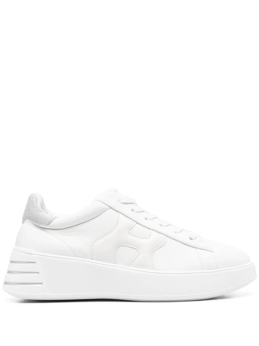 White Sneakers With Elevated Sole And Padded Collar | Shop Simon