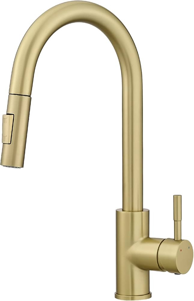 Kitchen Faucet Gold Modern Pull Out Kitchen Faucets Stainless Steel Single Handle Kitchen Sink Fa... | Amazon (CA)